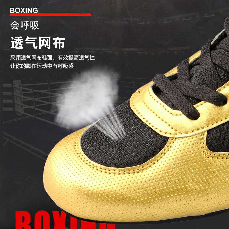 Boxing Shoes Higt Ankle Men Gold Wrestling Shoes Men Breathable Boxing Boots Anti Slip Wrestling Sneakers