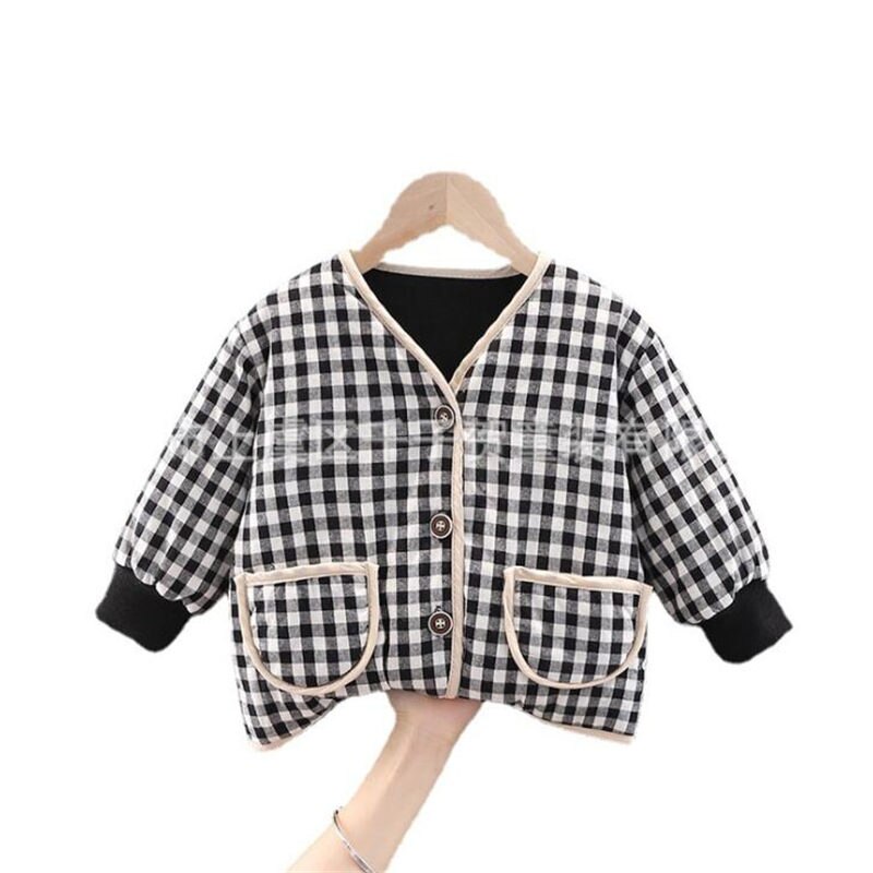 Kinderen Parka Winter Jas Meisje Jongens Plaid Thicken Top Jas Kinderen Warme Dikke Fluwelen Hooded Baby Jassen Causale bovenkleding