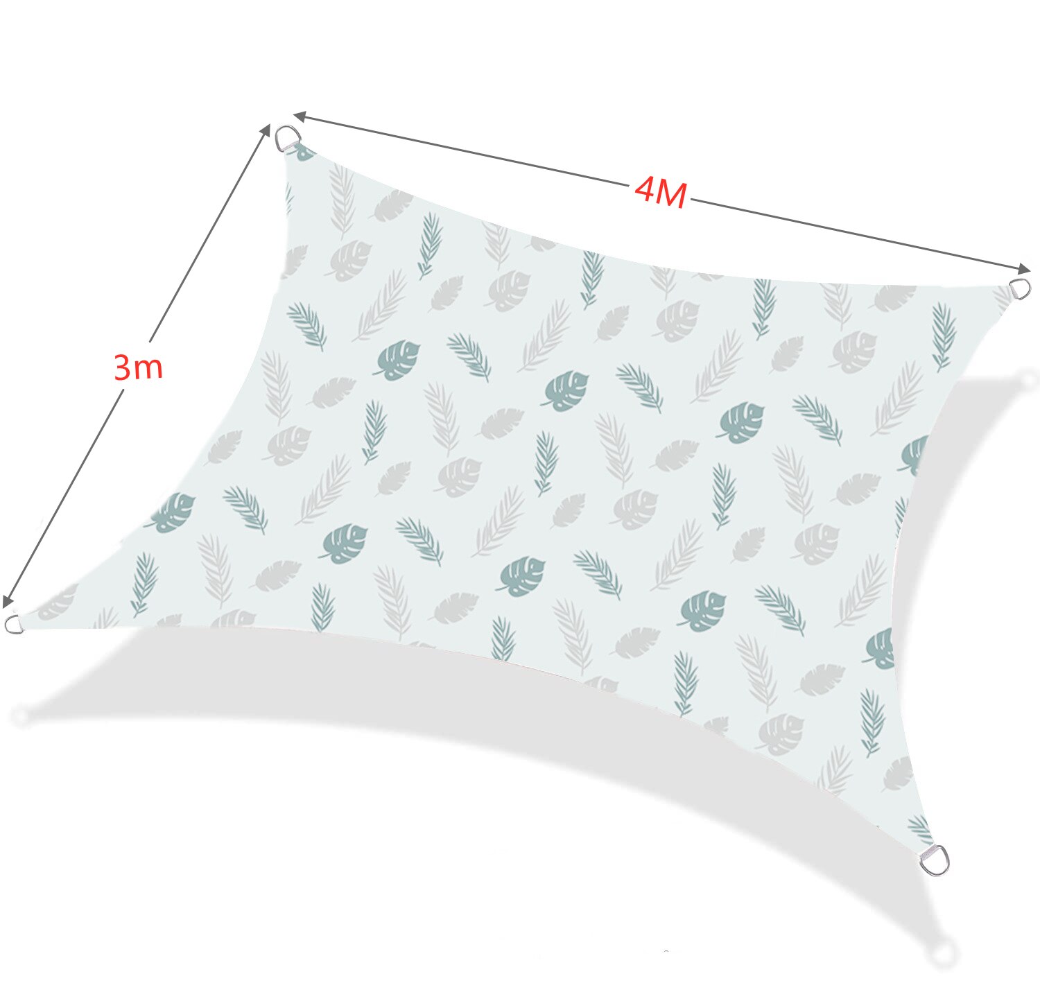 Waterproof Sun Shelter Garden Printed Sunshade Sail Outdoor Leaf Rainproof Shade Patio Terrace Pool Swimming Awning Canopy: 3m x 4m