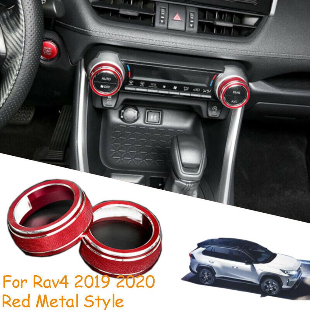 2 stk rød cnc metal aluminiumslegering konsol ac switch kontrol trim rød til toyota rav 4 dekoration bil styling