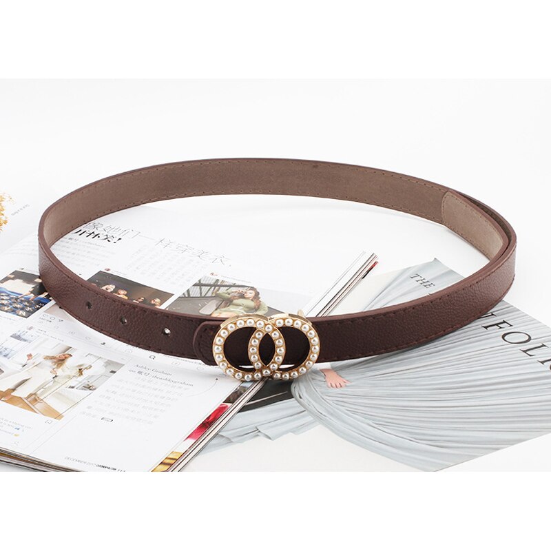 Studs Strass Riem - Bruin | Riemmaat 90 cm | Kunstleer - Fashion Favorite