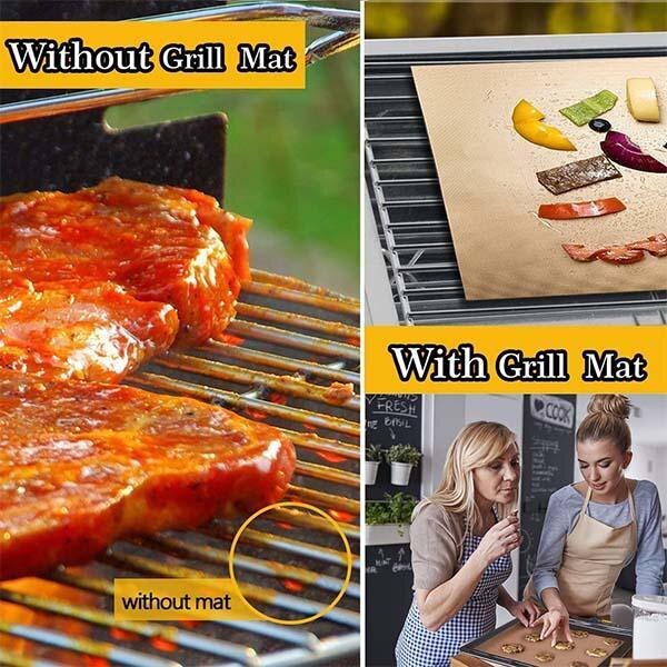 Återanvändbar non-stick bbq grillmatta pad värmebeständigt bakplåt koppar grillmatta pad utomhus picknick matlagningsverktyg