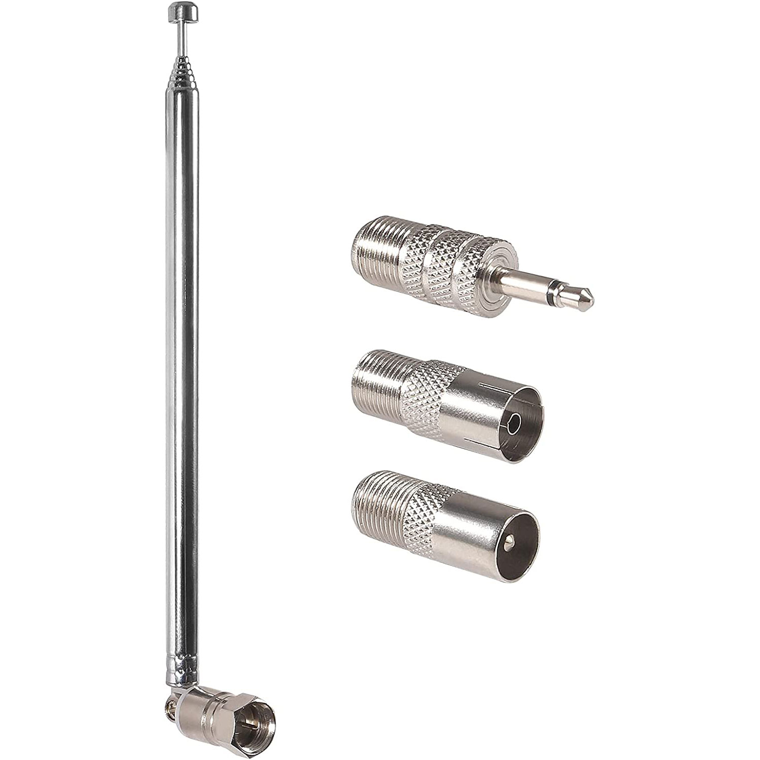 Antena de Radio FM telescópica para interior, Conector de enchufe macho tipo F de 75 ohmios con adaptador para TV, receptor estéreo de Radio AM