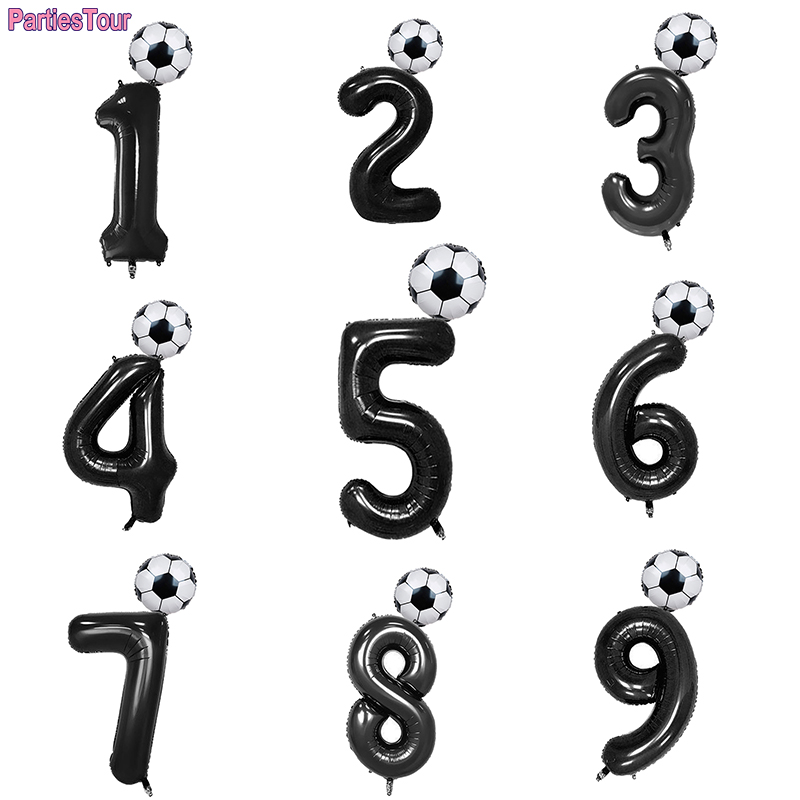 2pcs/lot 32inch Green Number Foil Ballons 18inch Soccer Helium Ballons Football Soccer Birthday Parti Sports Themed Party Decors