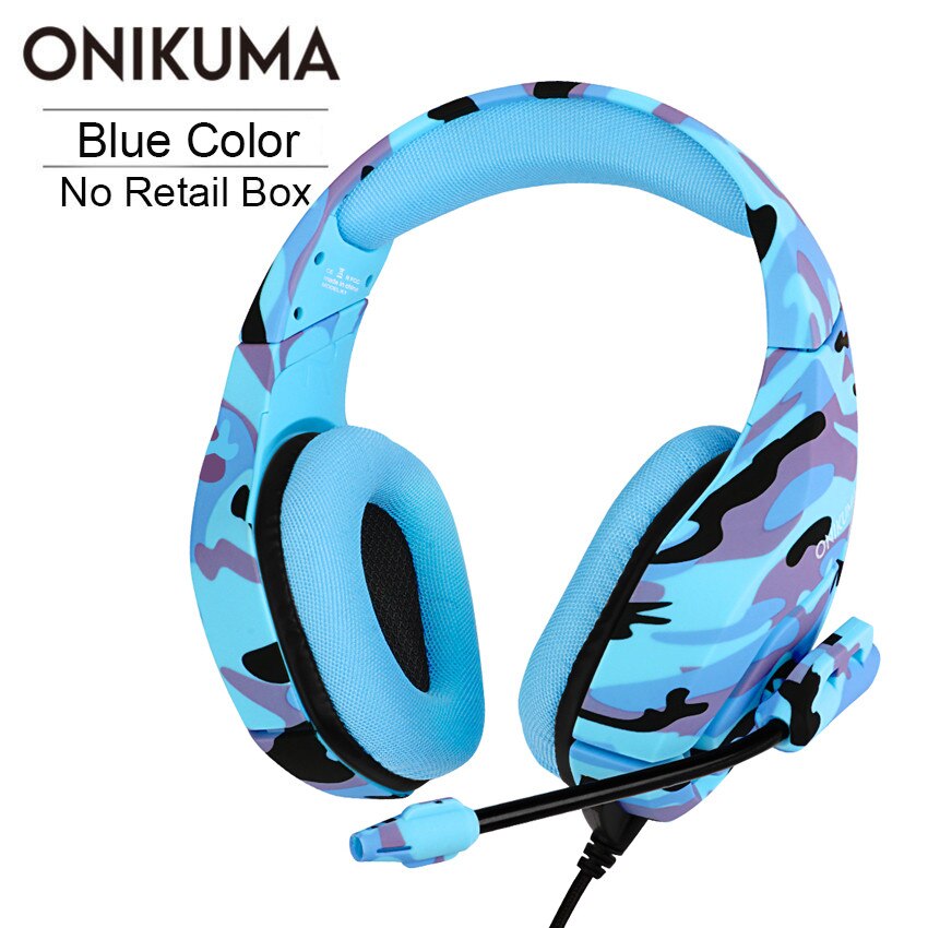 ONIKUMA K1 casque Gaming Headset PC Gamer Stereo Koptelefoon Hoofdtelefoon met Microfoon voor PS4 Xbox One Gamepad Laptop Tablet: Blue No Retail Box