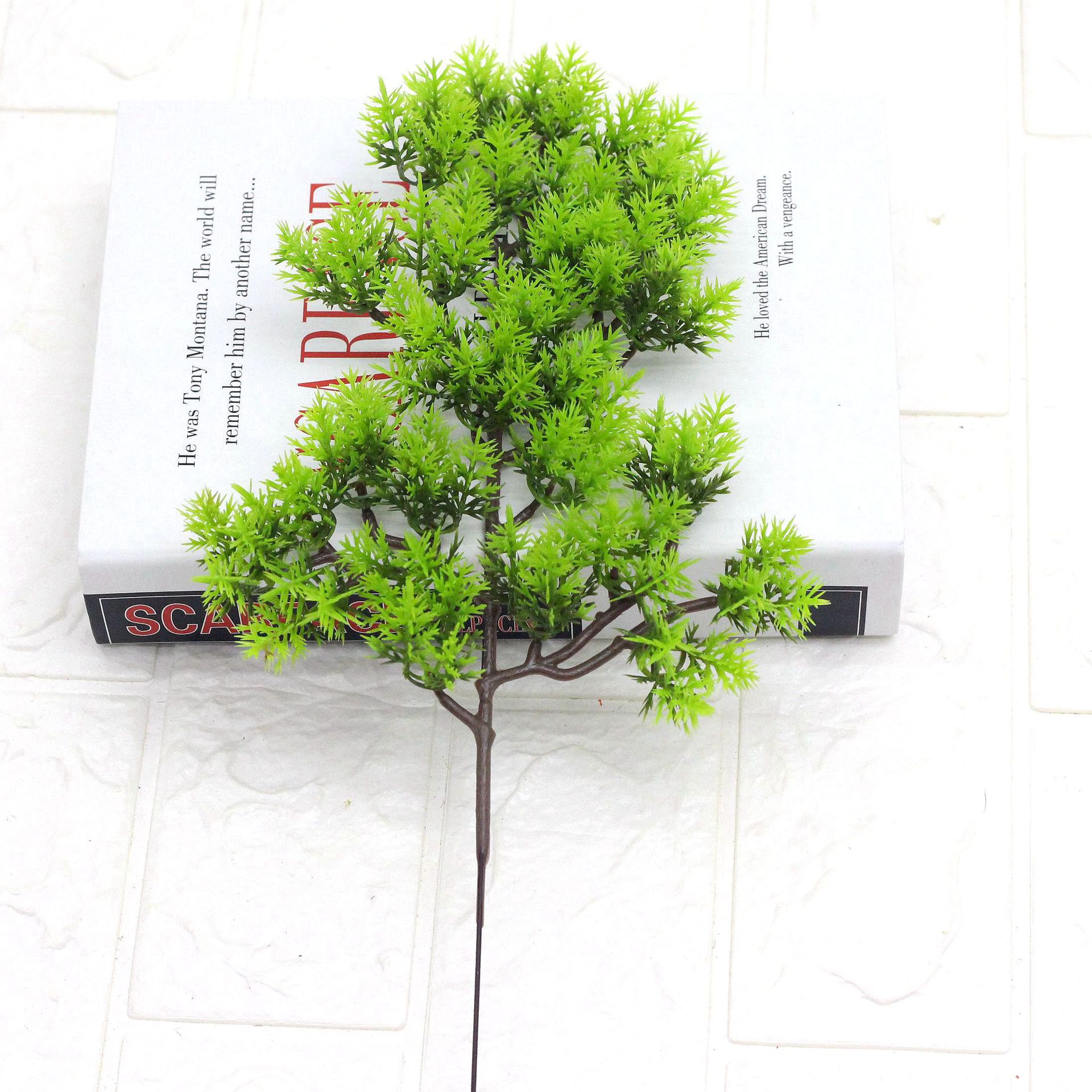 1PC powitanie sosna cyprys sztuczne rośliny dekoracja stołu na balkon restauracja roślin ściany DIY układ dekoracji: lekki zielony