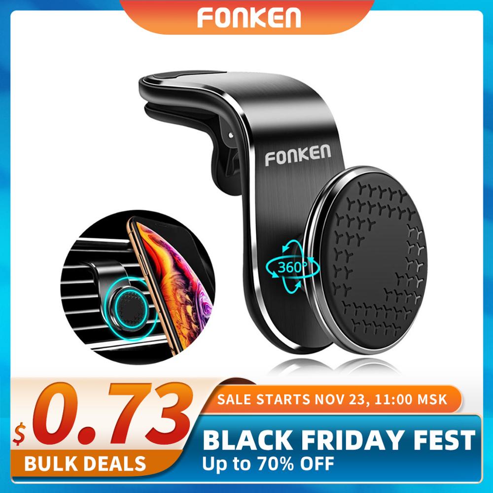 FONKEN Car Phone Holder Mobile Magnetic Car Holder Stand Car Air Vent Clip Mount Aluminum Alloy 360 Rotation Holder in Car