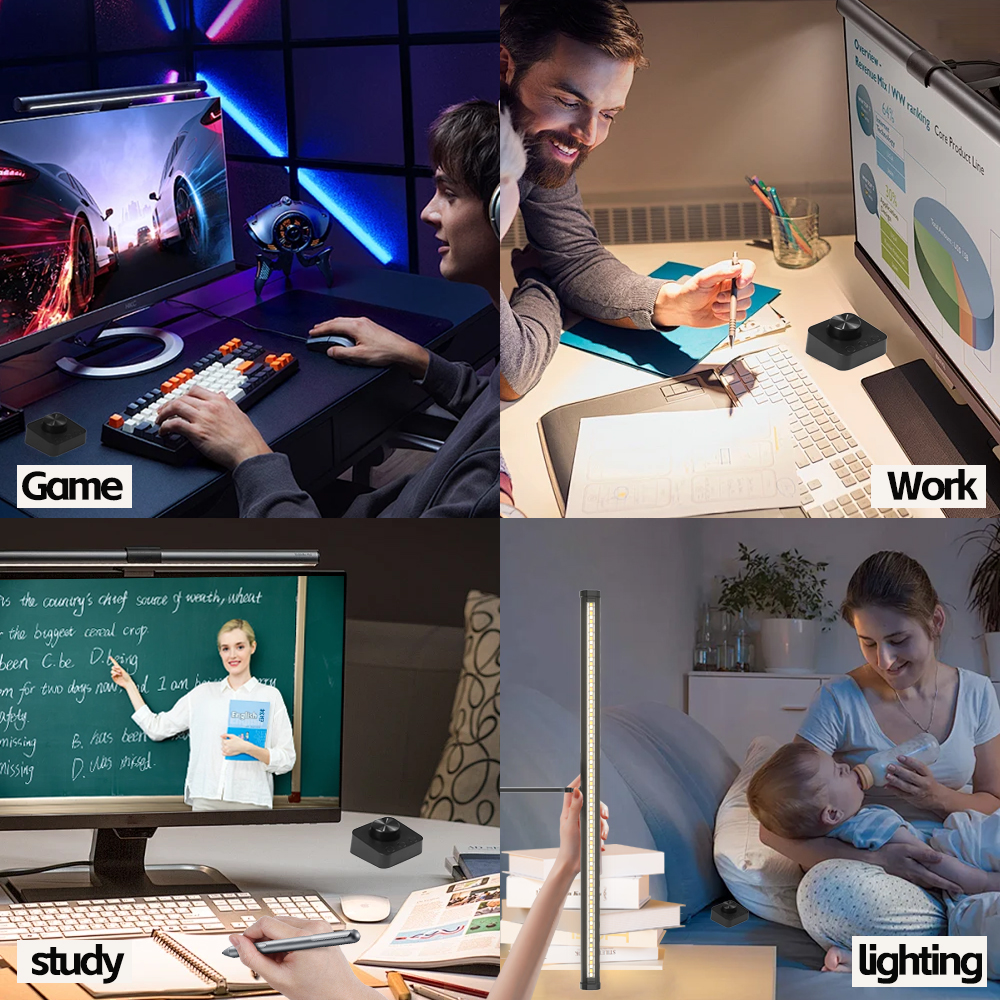 Barra de luz LED para Monitor RGB, barra Liaht para pantalla de Monitor, luz colgante regulable continua, luz de aprendizaje para juegos de trabajo, lámpara de ambiente RGB