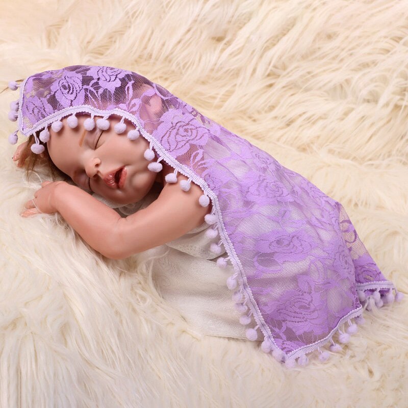 Pasgeboren Accessoires Fotografie Props Gelukkig Foto Wrap Props Dekens Stretch Gebreide Wrap Infant Leuke Mousseline Foto Poseren Inbakeren: Purple