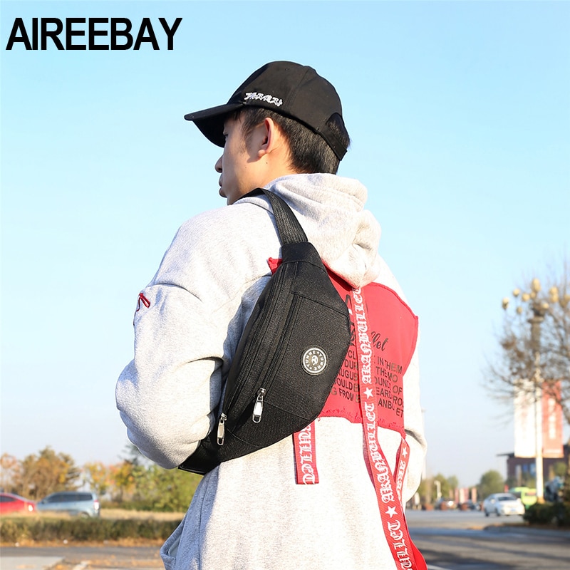 Aireebay midjeveske kvinner uformell fanny pack for jenter sport rumpe bag pakker svart rød bryst crossbody veske