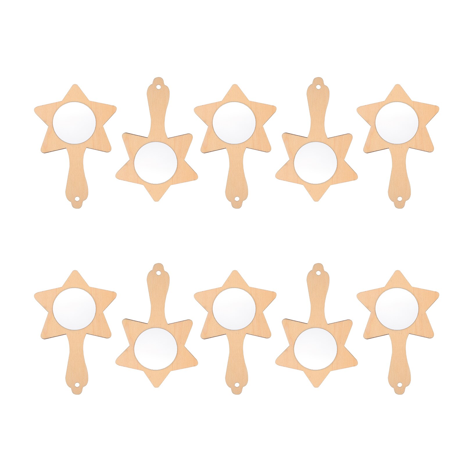 10pcs DIY Mirror Unique Party Unfinished Handheld Mirror DIY Wooden Mirror Mirror DIY Materials