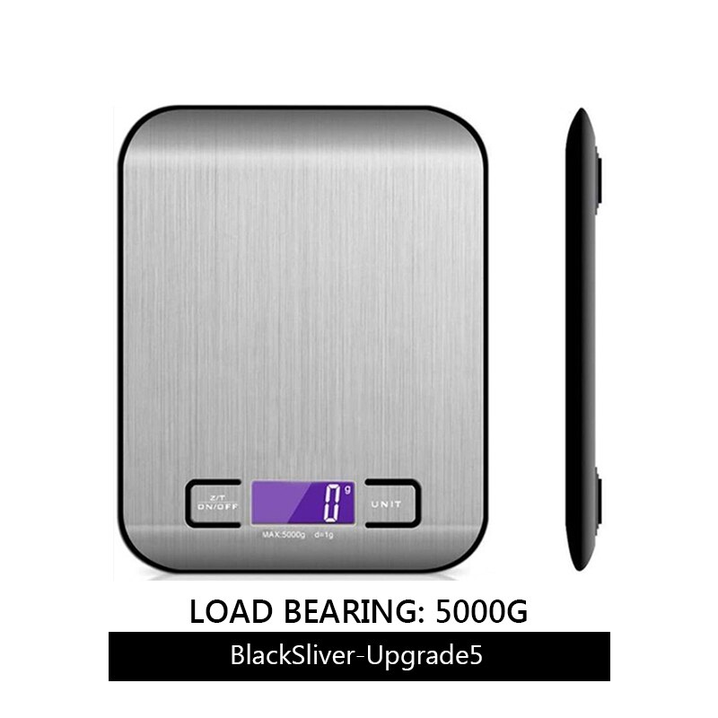 Digital Multi-Function Food Kitchen Scale 11lb/ 22lb 5kg/ 10kg Stainless Steel Platform LCD Display Grams Ounces Cooking Baking: Black-Upgrade5