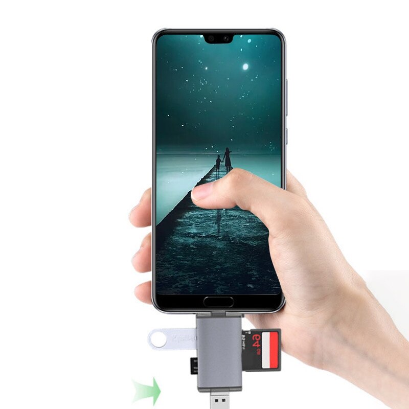6 in 1 Card Reader USB 3.0 Micro- Type C to Sd Micro- Sd Tf Adapter Smart Memory Sd Otg Card Reader for Phone Laptop