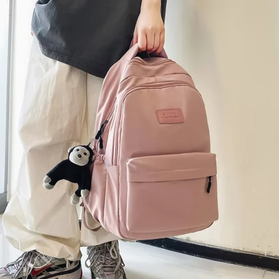 Mochila de Color liso para mujer, bolso de libros universitario con múltiples bolsillos, mochilas informales para ordenador portátil, mochila escolar para hombres y adolescentes, mochilas escolares para niñas