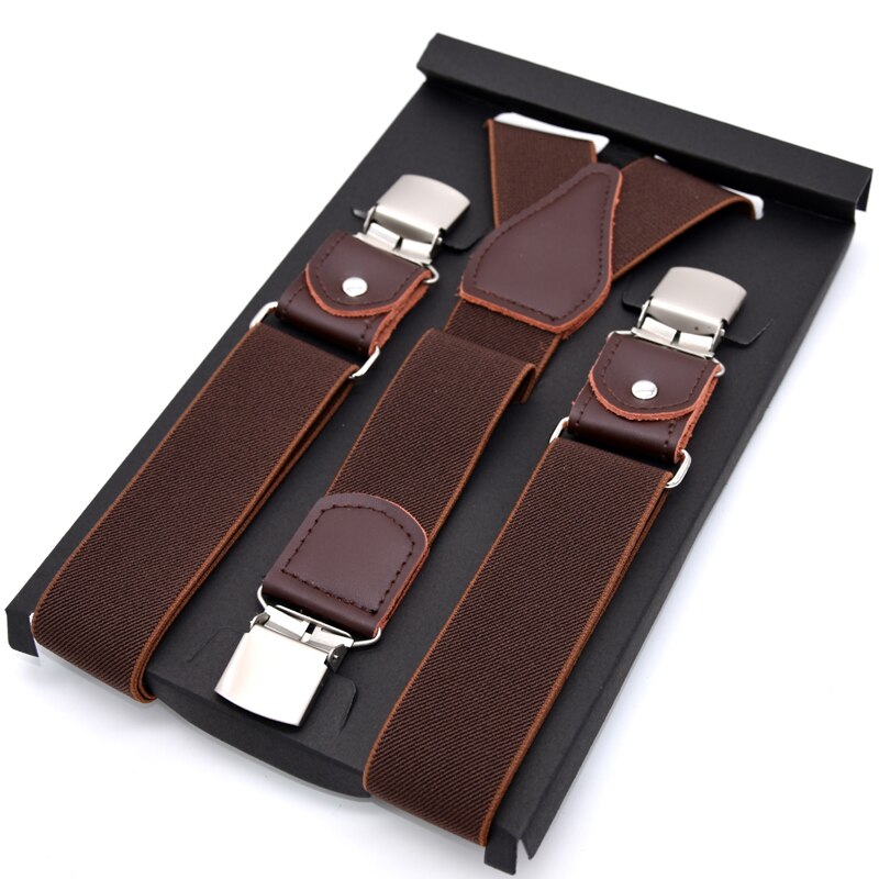 Men&#39;s Suspenders Leather Suspender Men Casual Suspensorios Trousers Strap 3.5*120cm For Dad Tirantes