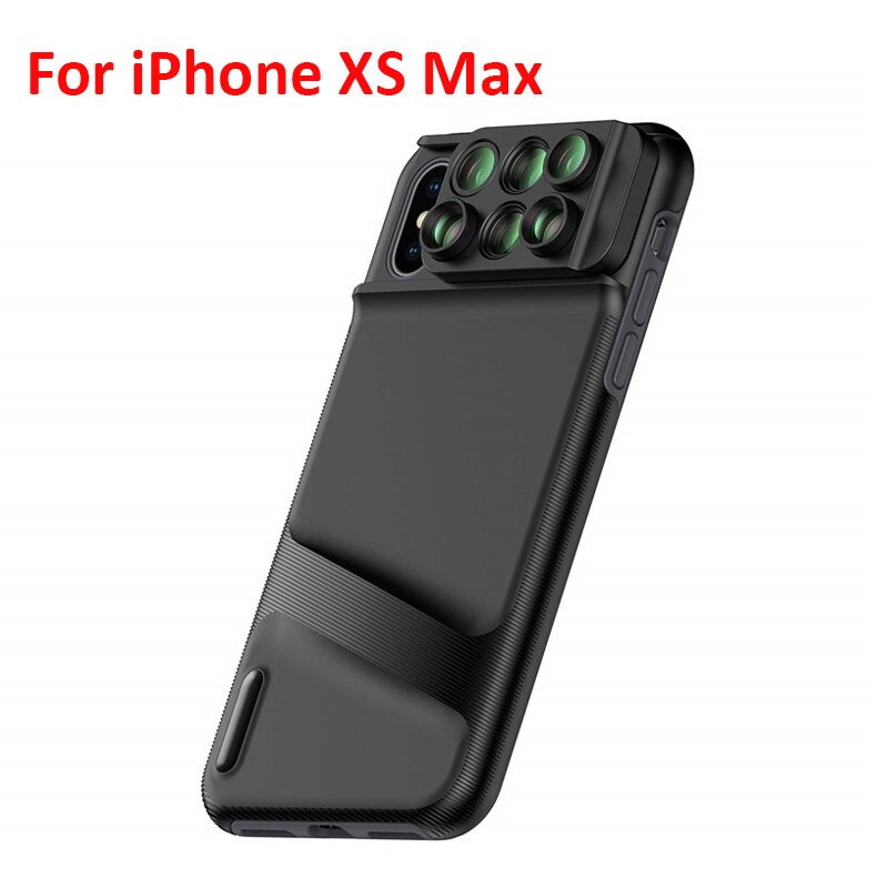 Kameralinse til iphone xs max  xr 6 in 1 telefonetui vidvinkel fiskeøje makro lente para celular telefoto slr telefon skydeobjektiv: Til iphone xs max