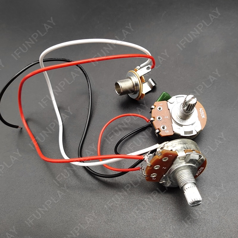 PB Bass Wiring Harness Prewired Kit for Precision Bass Guitar 250K Big Pots 1 Volume 1 Tone Jack