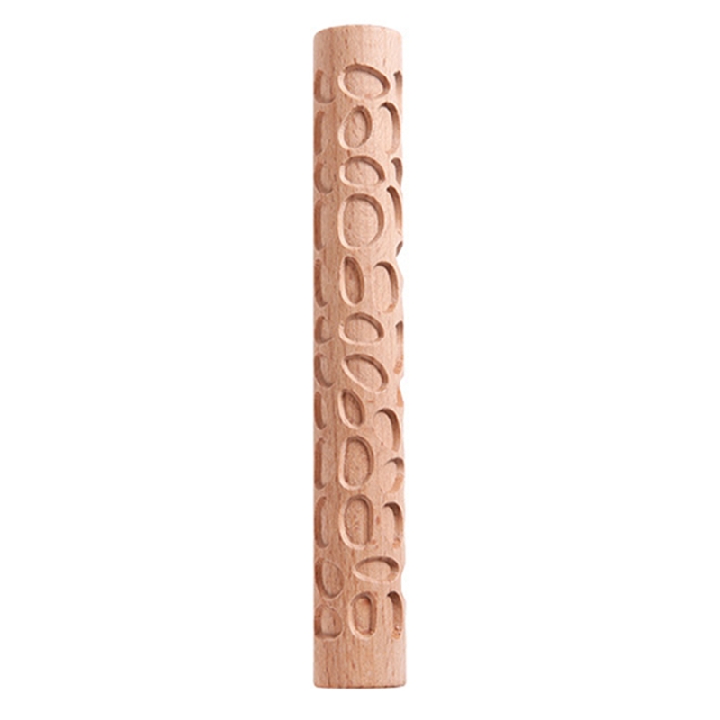 Embossing Rolling Pin Christmas Theme Pattern Engraved Wooden 3D Roller for Embossed Pastry Fondant Cake Dough Kitchen: Cobblestone
