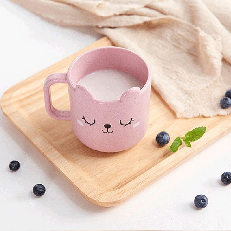 Taza de leche con asa para niños y bebés, taza de desayuno, taza para el hogar, taza de entrenamiento de dibujos animados