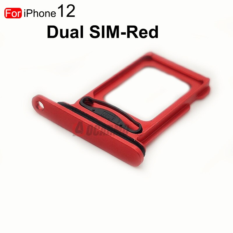 Duplo &amp; único cartão sim para iphone 12 titular bandeja de cartão sim slot titular adaptador soquete peças reposição: Dual----Red