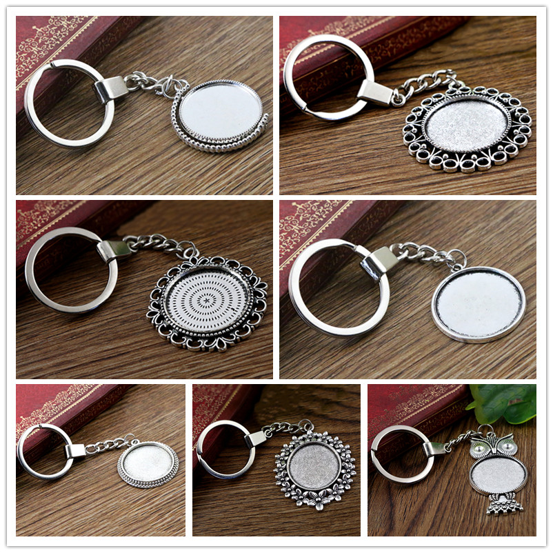 Nowe mody brelok wewnętrzny rozmiar 25mm Cabochon baza ustawienie wisiorki DIY mężczyzn biżuteria brelok robić kluczyków robić samochodu uchwyt molościeniowy pamiątka na prezent