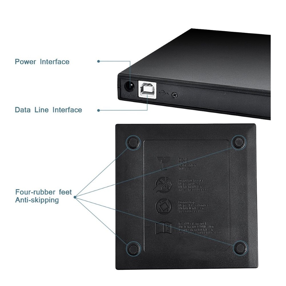Usb ekstern cd-rw brenner dvd/cd-leser spiller optisk stasjon til bærbar datamaskin