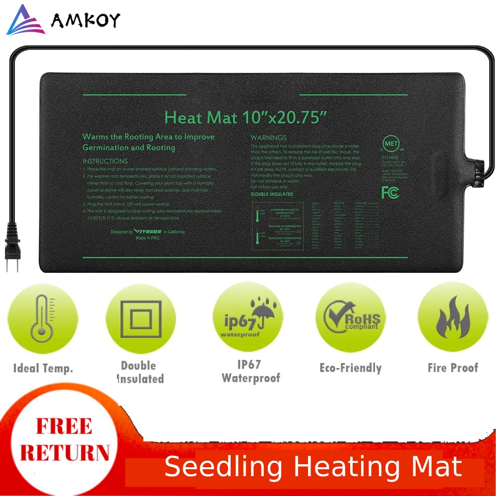 AMKOY Waterproof Seedling Heat Mat Plant Seed Germination Propagation Clone Seed Starting Planter Warm Pad Heating Mat