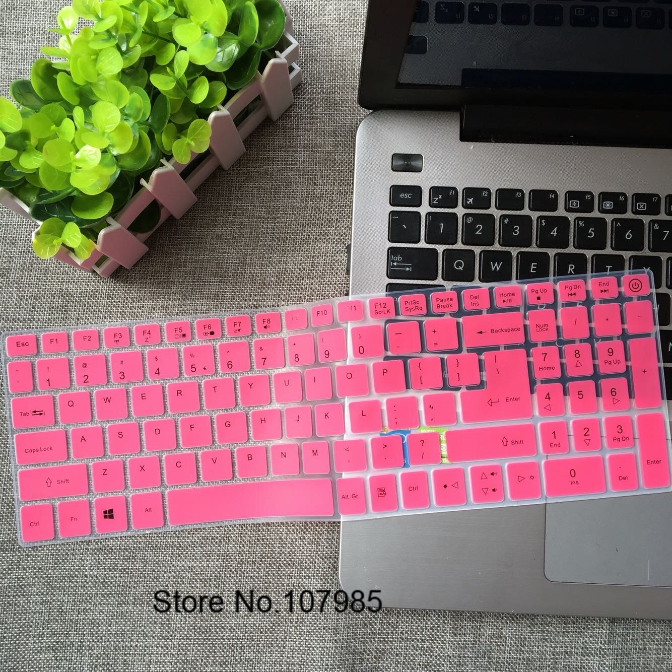15.6 inch Silicone keyboard cover Protector for Acer Aspire E15 E 15 E5-576 E5576 V3 V15 E5-553G E5-575G / Aspire 3 5 7 Series: Pink