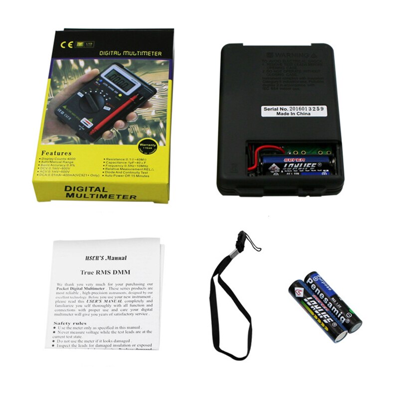 VC921 Multimeter LCD Display DMM Integrierte Personal Handheld Pocket Mini Digital-Multimeter Mit Test Führt neue
