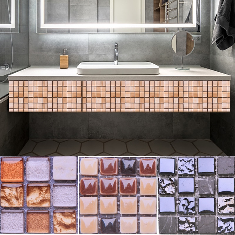 10 st 10cm flerfärgade mosaikväggklistermärken badrum kök väggdekal gör själv väggkonst hus heminredning pvc platt väggdekal