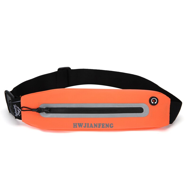 Udendørs sport løbende talje taske med hovedtelefon hul bæltetaske vandtæt med nat reflekterende stripgym bæltetaske: Orange