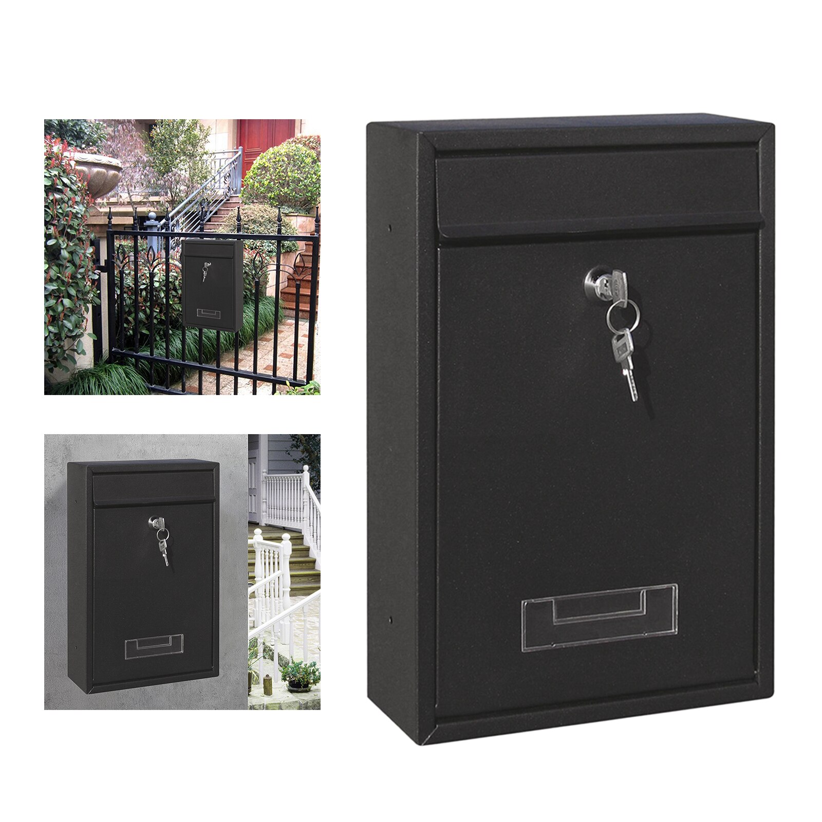 Mailbox Wall-mounted Anti-rust Post Mail Rainproof Lockable Mail Box 2 Keys Gate Decorative Suggestion Box