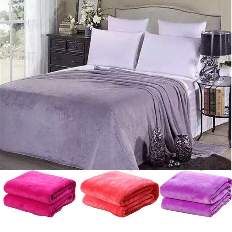 1 PCS 50 cm * 70 cm Bed Deken Fleece Dekens Voor Bed Gooi Deken Machine Wasbaar Thuis Textiel Effen willekeurige Kleur