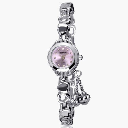 KIMIO Women Bracelet Watch Ladies Tassel Dress Quartz Watch Clock Hollow Love Hearts Steel Strap Wrist Watch Montre Femme: purple watch