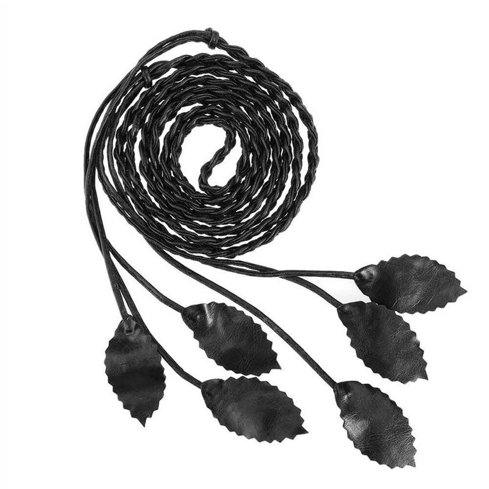 Big Flower Thin Belt Fine Womens Dress Chain Tassel Casual Waist Belt Chiffon Braid Decoration Handmade Sweet Flower: Dark Grey