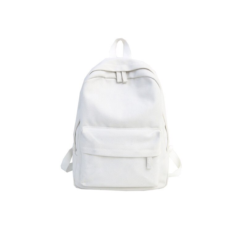 Mochila informal antirrobo de lona para mujer, mochila de viaje de gran capacidad para adolescentes, mochila sólida para mujer: Blanco