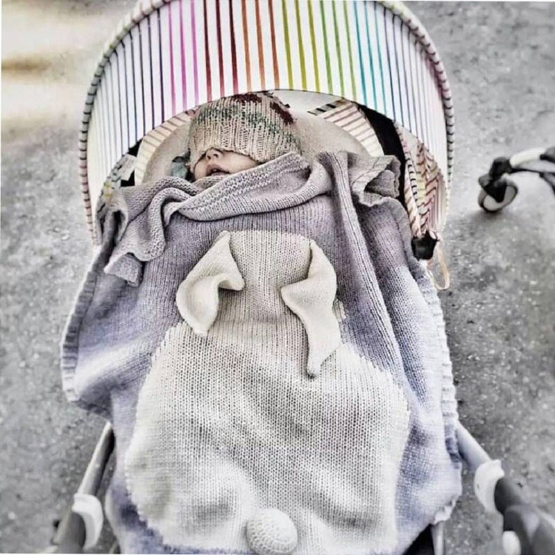 Newborn Baby Sleeping Comfortable Blanket Muslin Children Cartoon Rabbit Pure Knitting Sleeping Blanket Big Size Baby