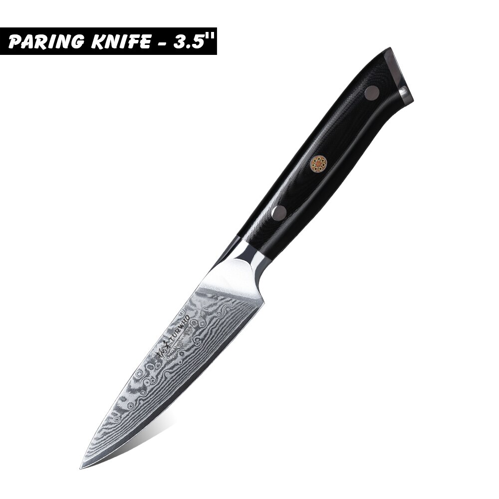 Japansk damaskus stålkøksknive super skarp kokkekniv santoku kløver brødskæring værktøj paringknive: Pk3.5-f040