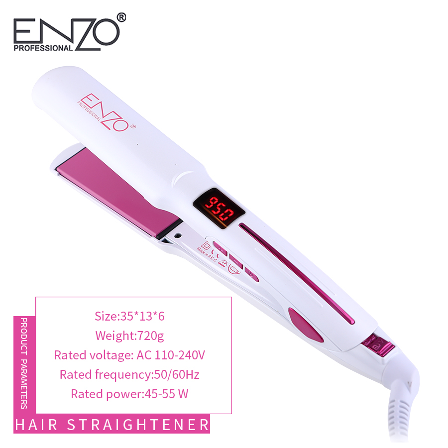 ENZO 2 In 1 Hair Straightener Ceramic Heating Plate Hair Straightener Styling Tools Warm-up Straightening Iron