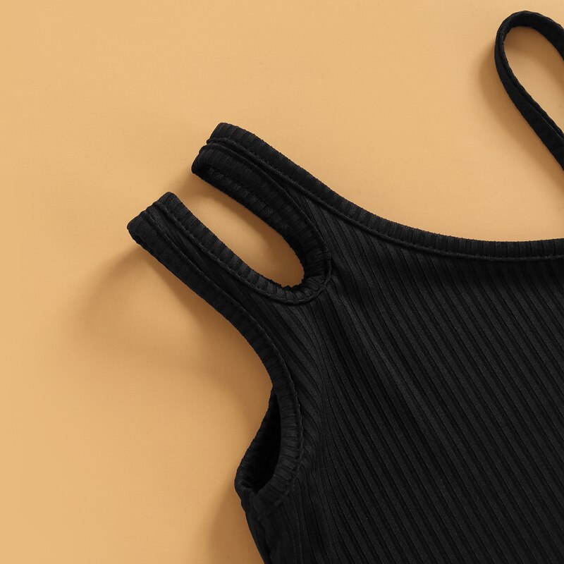 Vestito senza maniche per neonate infantili vestito Casual lavorato a maglia monospalla estivo vestito solido per bambini vestiti a costine vuote