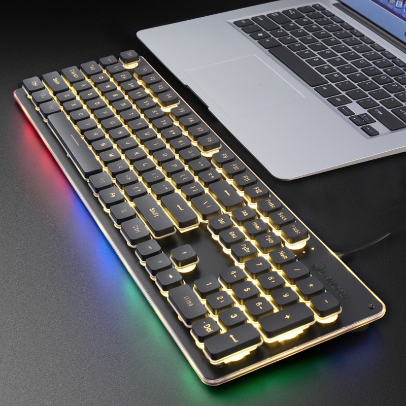 Gaming Keyboard 104 Keycaps RGB Backlit Waterproof Silent Keyboard Computer Gamer USB Wired For Desktop Laptop