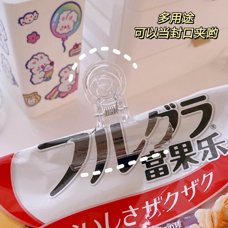 5Pcs Transparant Acryl Clips Student Test Paperclip Leuke Bestand Clip Verpakking Afdichting Clip Kantoorbenodigdheden Supplies