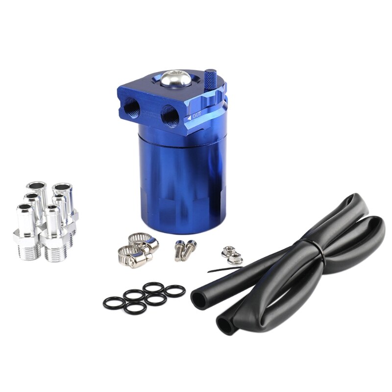 Universal Oil Catch Can Kit Reservoir Tank Engine Black Polish Baffled Aluminum U2JA