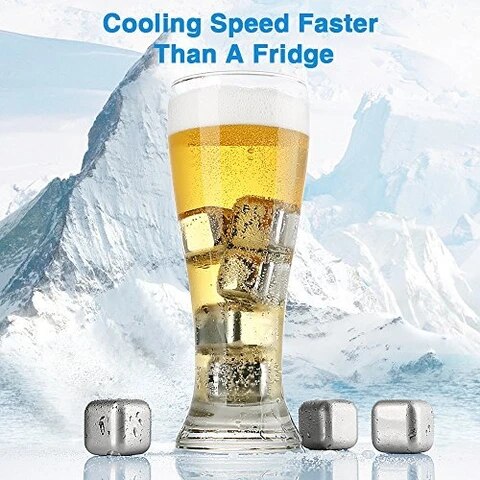 1/4/6/pc Whisky Stones Ice Cubes Set Reusable Food Grade Stainless Steel Wine Cooling Cube Chilling Rock Party Bar Tool