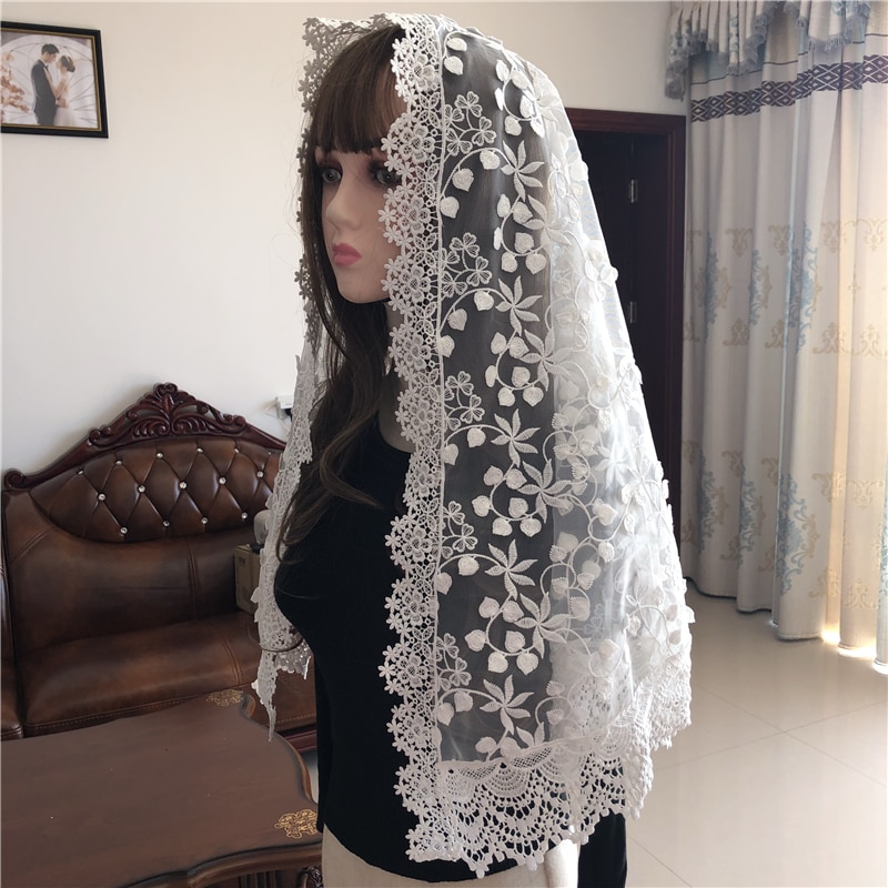 PTILSERY Voile De Cérémonie Religieuse Mantilla Catholique Broderie