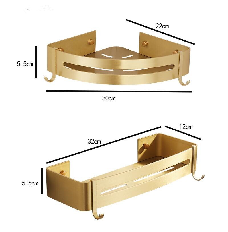 Étagère d&#39;angle murale en aluminium brossé, pour salle de bain, baignoire, douche, shampoing