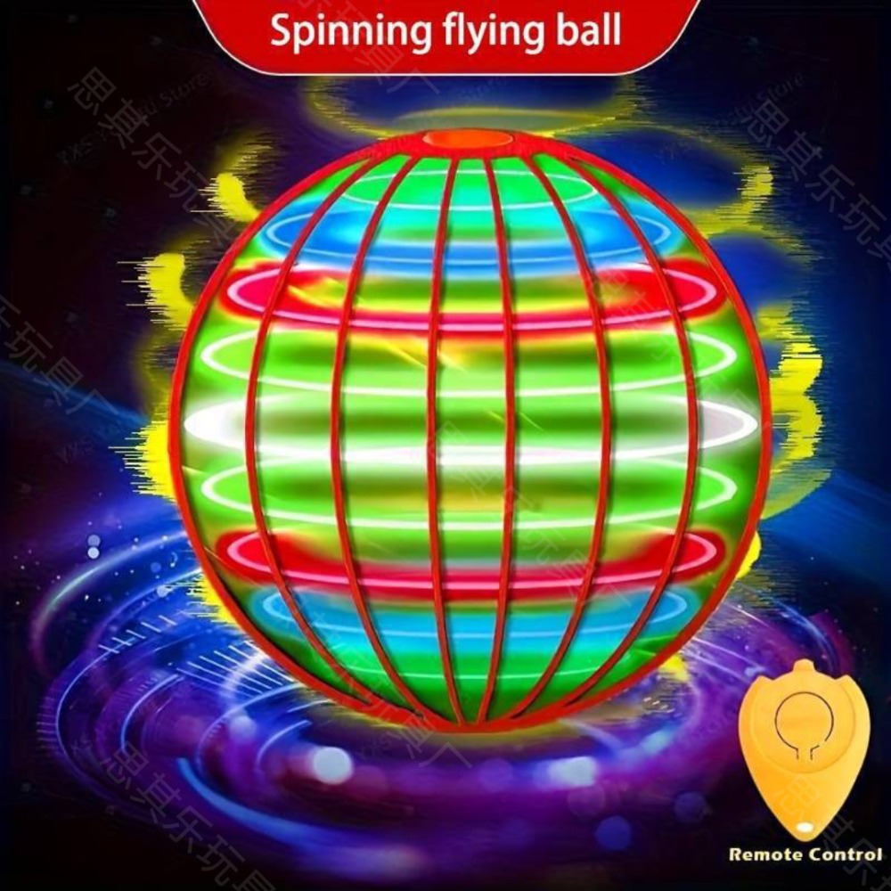 Flying Ball Children's Hand Controlled Color LED Cosmic Globe 360 ° Rotating Suspension Ball Suitable for Indoor and Outdoor Toy: Red