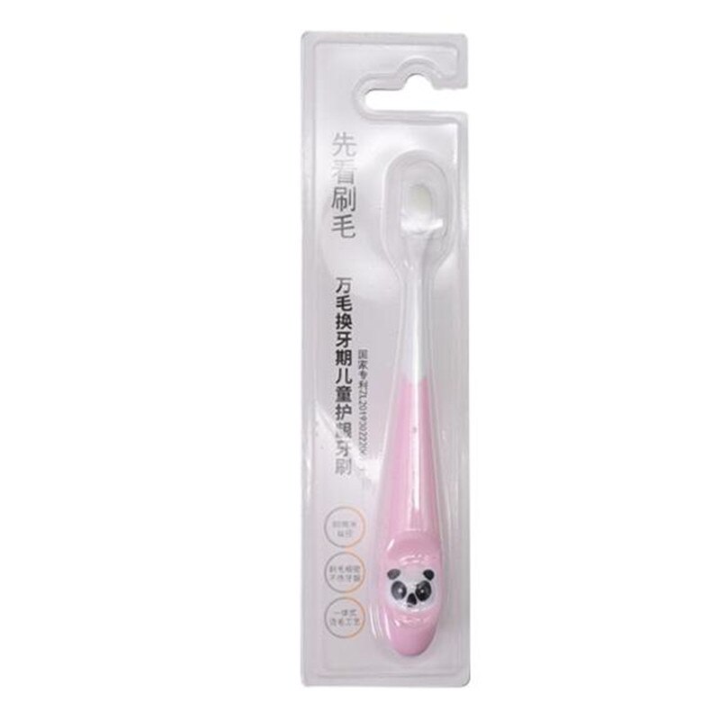 Brosse à dents en Silicone à poils souples pour enfants brosse à dents pour enfants: Pink