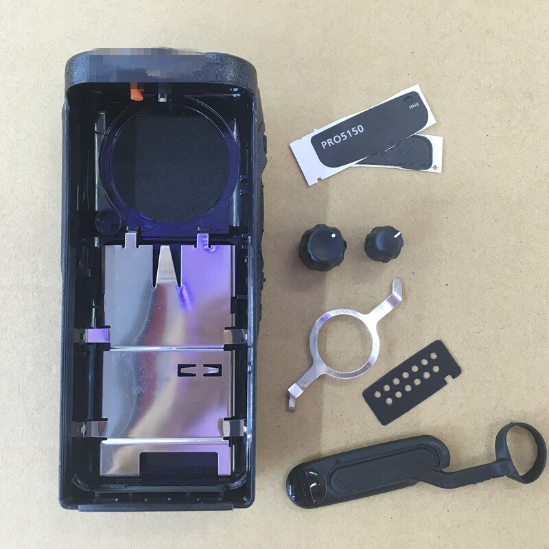 The housing front case shell for motorola Pro5150 walkie talkie with 2 knobs,speaker lock,labels, plate,dust cover