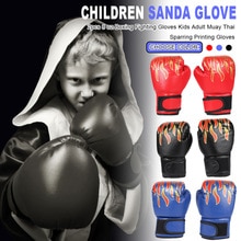 1 Pair Kids Children Boxing Gloves Flame Mesh Breathable PU Leather Flame Gloves Sanda Boxing Training Glove